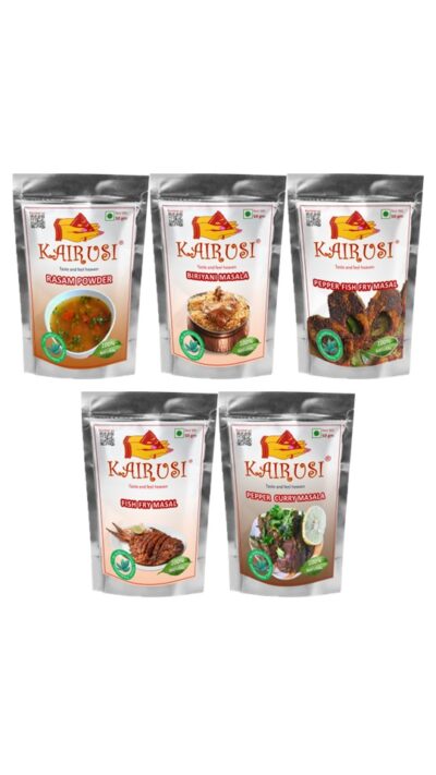 Compo pack Pepper Fish fry Masala, Fish Fry Masala, Rasam Powder, Pepper Curry Masala and Biryani Masala