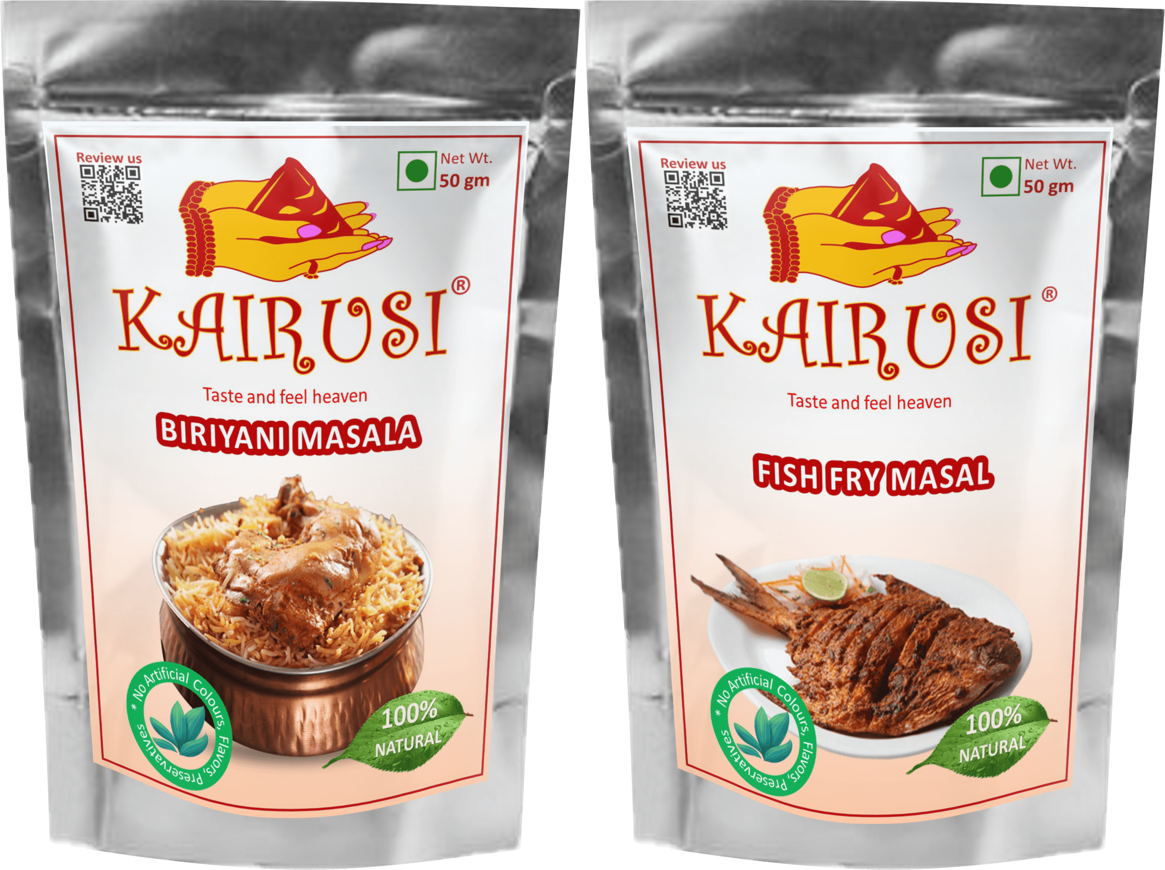 Kairusi Combo pack Biryani Masala and Fish Fry Masala (50gm X 2)