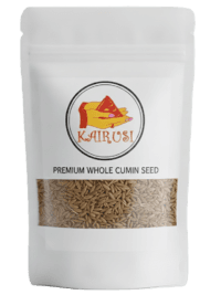 Kairusi brand whole cumin seeds in a rustic bowl for cooking